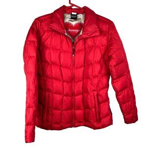 Obermeyer Red Down Puffer Coat Jacket Full Zip Outdoor Warm Snow Ski Retro M